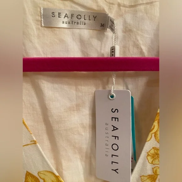 Seafolly Cast Away Tuscan Sun 100% Cotton Beach Cover Up Dress SzM - Picture 4 of 14